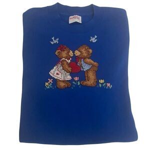 Vintage Sunbelt Sportswear Cross Stitch Teddy Bear Valentine Long Sleeve Tee